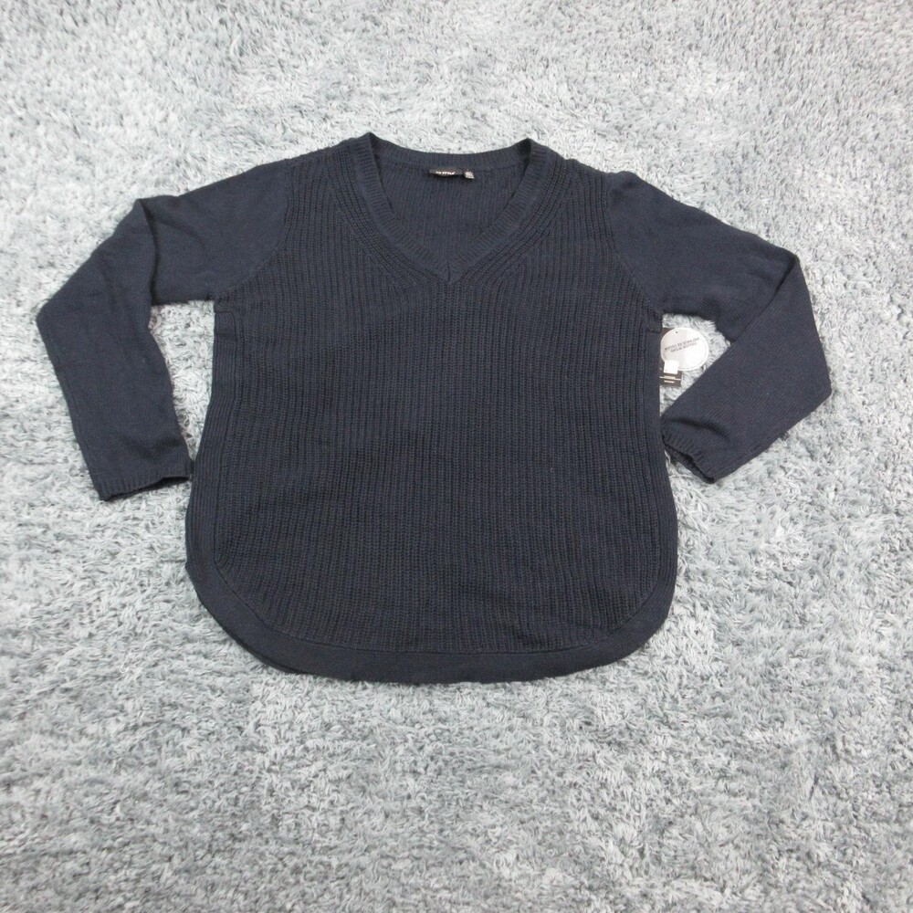 RD Style Sweater Womens XL Blue V Neck Long Sleeve Knit Tunic Pullover NWT
